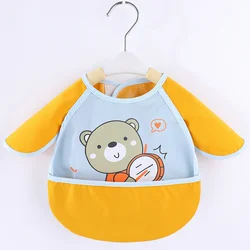 Cute Cartoon Baby Bib Adjustable Animal Design, Waterproof Saliva Drip Bib, Long Sleeve Apron, Saliva Towel, Drooling Scarf Bibs