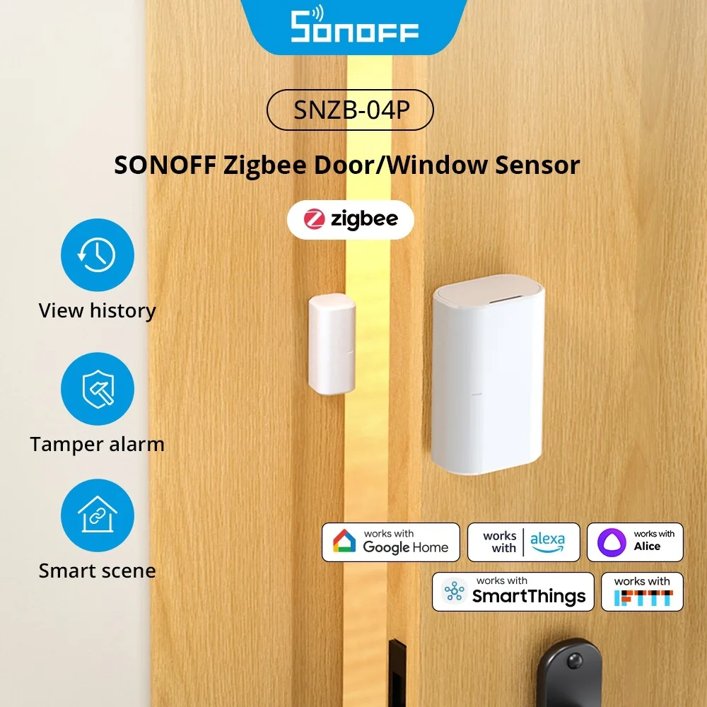 1-10 PCS SONOFF Smart Zigbee Door SNZB 04P Sensor Monitoring Window Open/Close Sensor eWeLink APP Tamper Alert Google Home Alexa