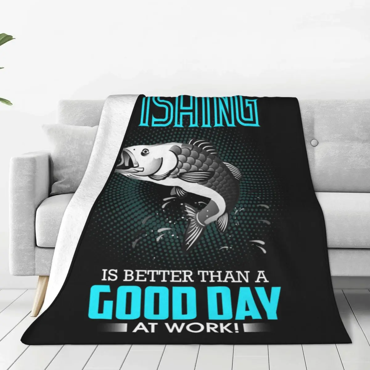 Relax Fishing Day Blanket Accessories Bed Decorative Fisherman Throw Blanket Soft Coral Fleece Plush for Office