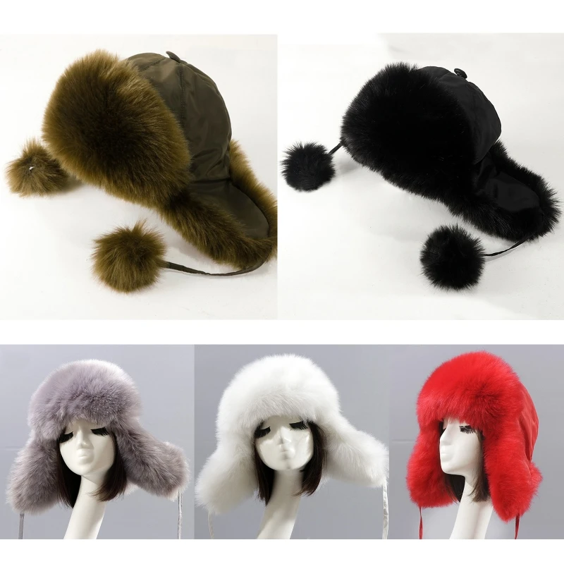 Lady Winter Warm Hat Girls Ushanka Caps Thicken Soft Plush Lining Hat Breathable Women Hats Headwear Outdoor