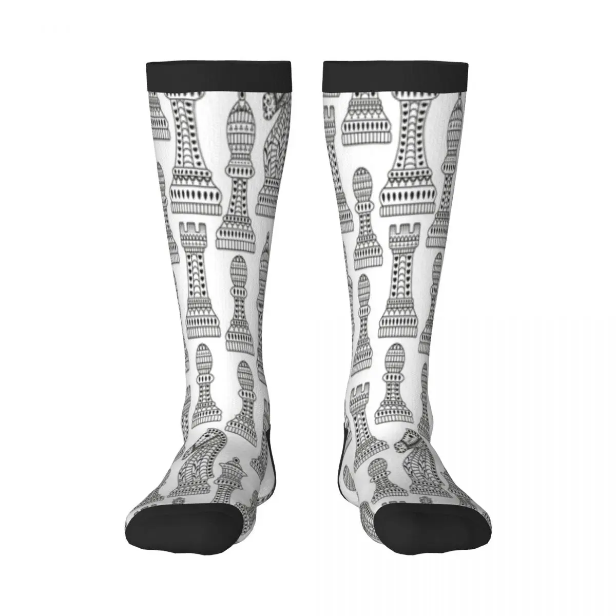 1 Pack Chess Pieces Illustration Over-knee Long Socks Middle High School Socks