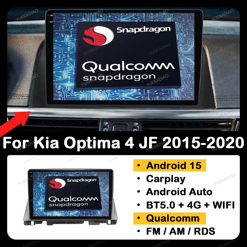 Android 15 Car Radio For Kia Optima 4 JF 2015 - 2020 Viedo Player 2DIN Qualcomm Multimedia NAVI Gation GPS DSP 5G WIFI Stereo BT