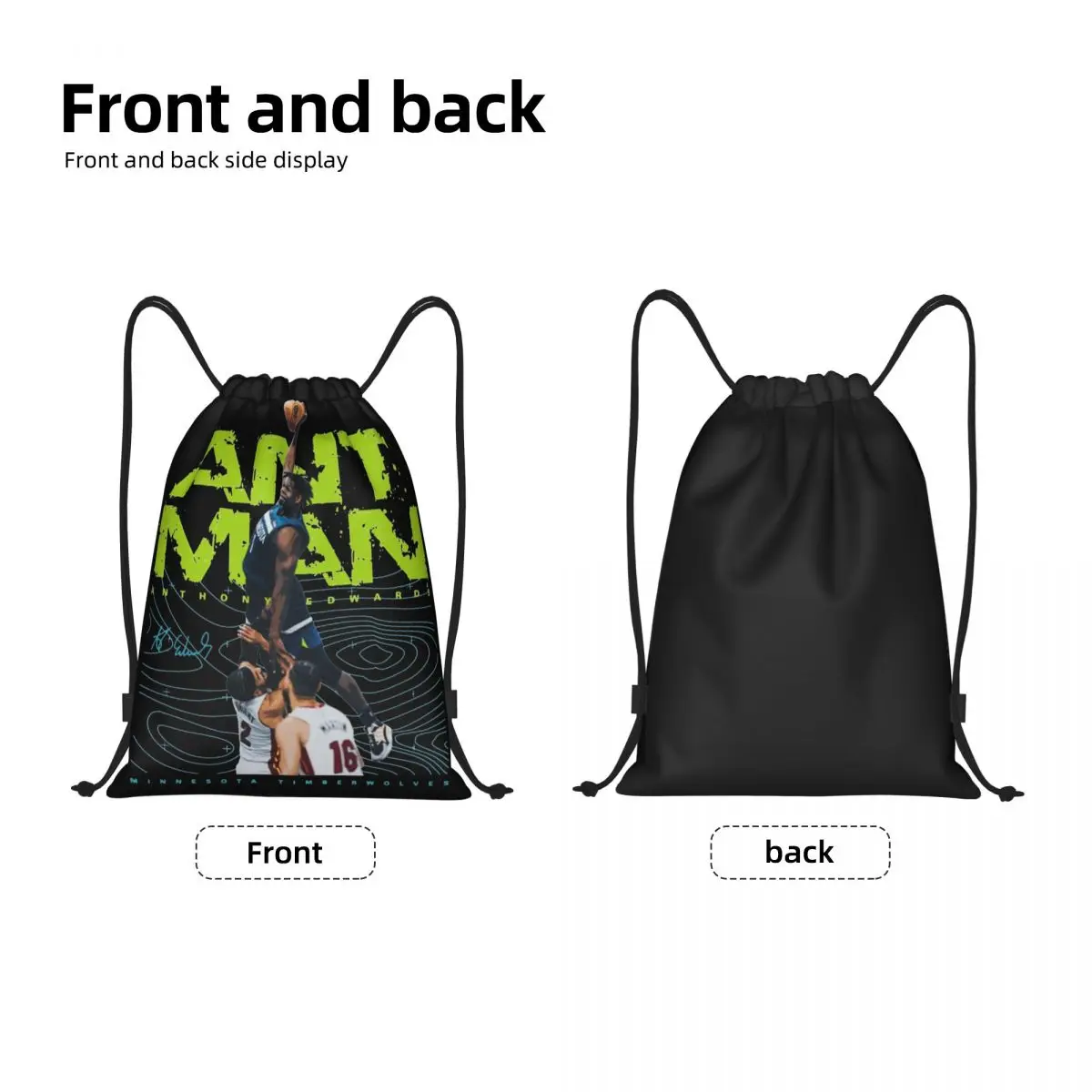 Cool Anthony Edwards Basketball Player Drawstring Backpack Sports Gym Bag Sports String Sackpack for Hiking