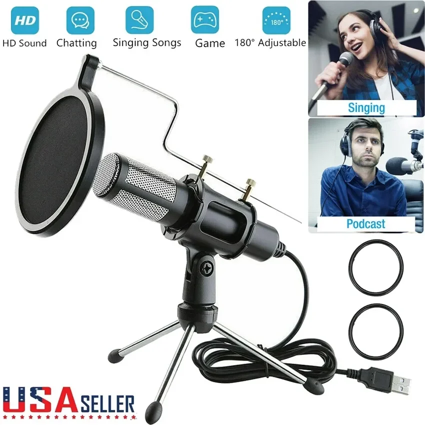 

Microphone Mic Kit Broadcasting Singing Studio Recording Condenser For PC Laptop