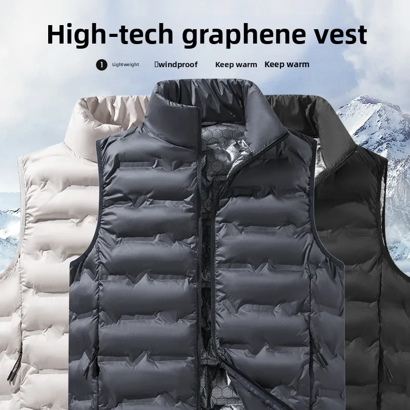 

Men's Warm Vest Autumn and Winter Down Cotton Stand Collar Sleeveless Camisole Outdoor Camping Hiking Leisure Sports Vest