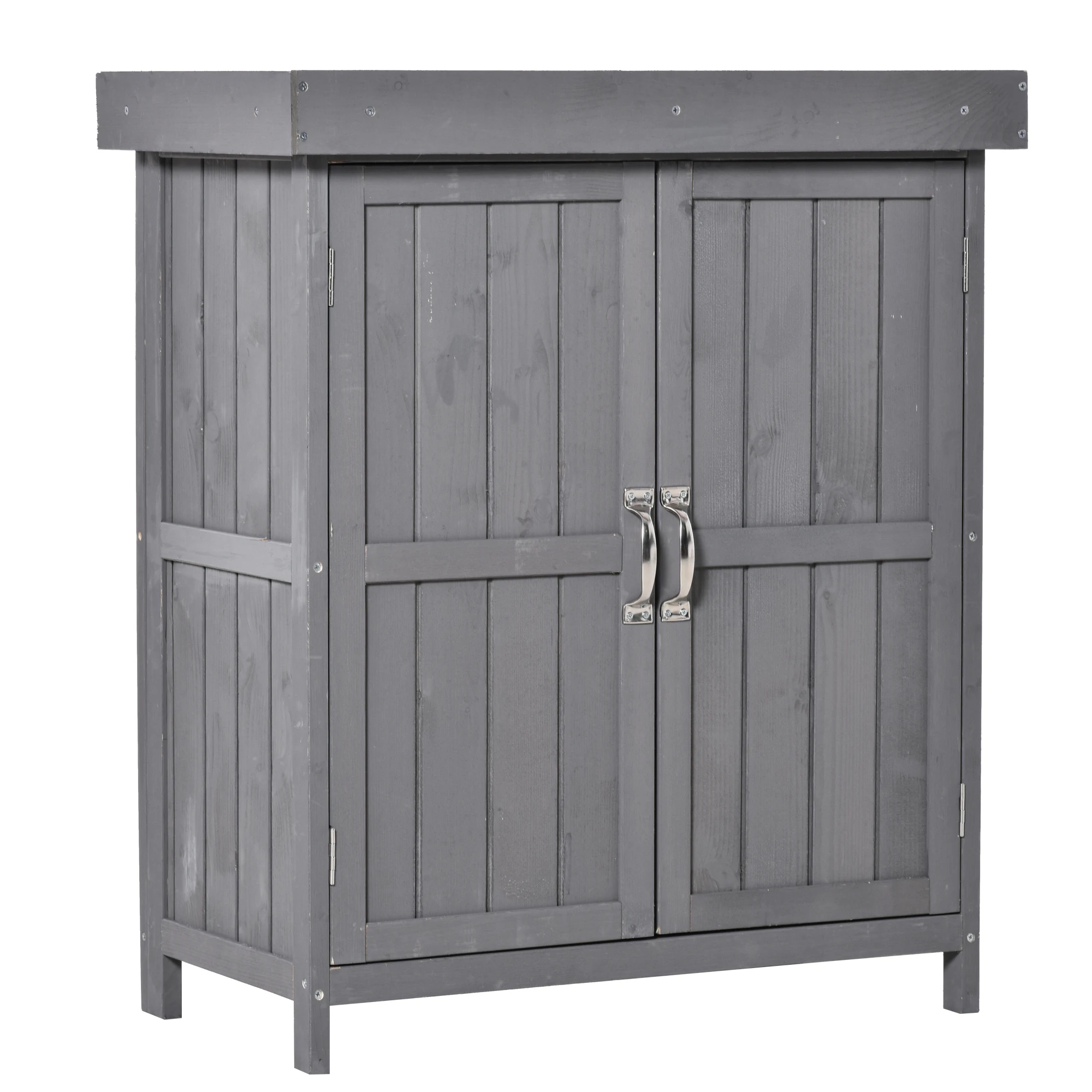 Outsunny wooden garden cabinet with 2 doors asphalt roof 74x43x88 cm