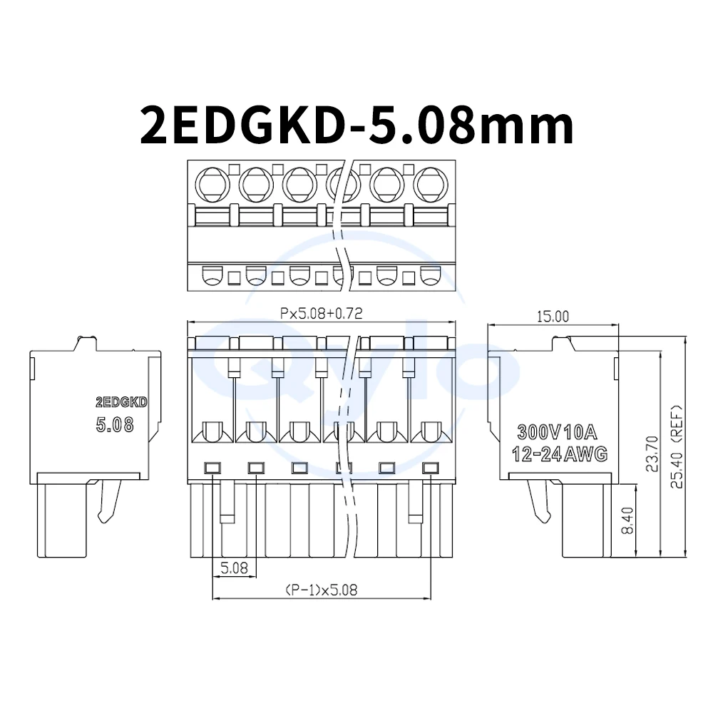 (1 pcs) KF 2EDGKD - 5.08mm spring-loaded push-in plug-in terminal block plug 2p-24p screwless round hole 15EDGKD 5.08