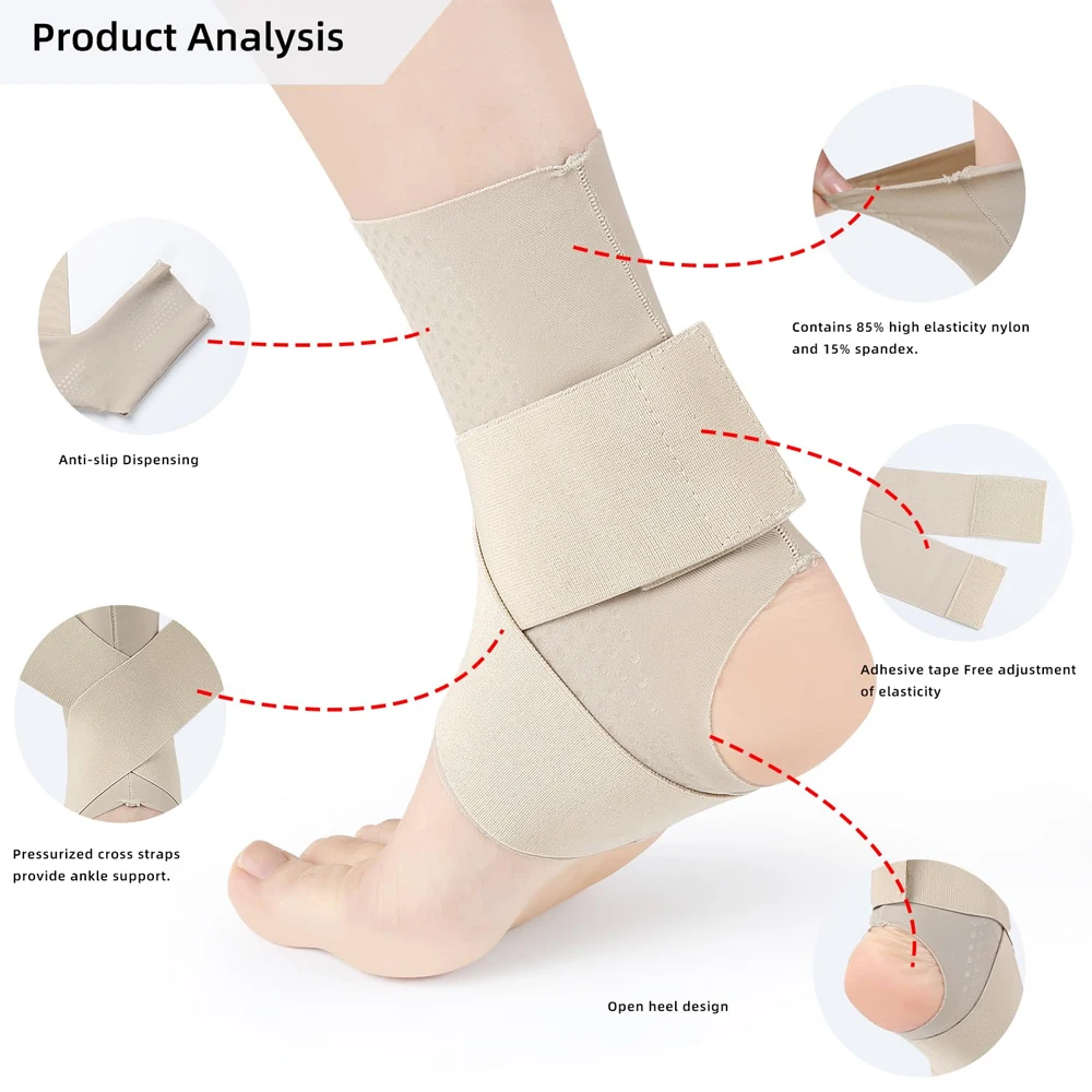 Cinta de tornozelo para homens e mulheres, ultra fina, ajustável, compressão, envoltório de tornozelo, suporte para fascite plantar, torcido,