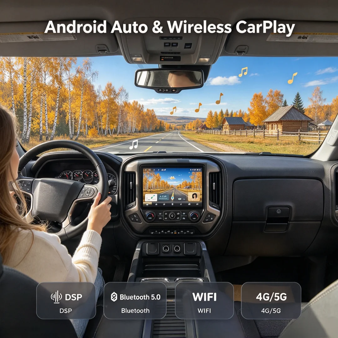 R 12 Inch Android Touch Screen Multimedia Video Player For Chevrolet Silverado GMC Sierra 2014-2019 Dual System Wireless Carplay