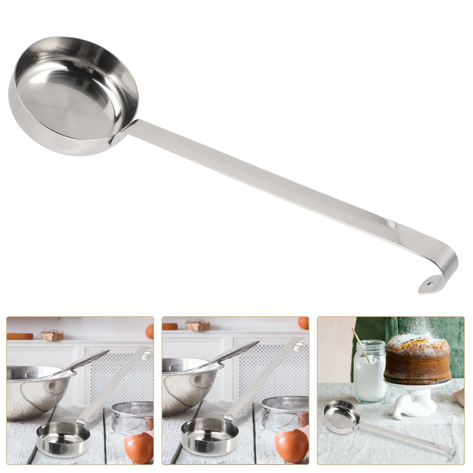 

Pizza Sauce Spoon Stainless Steel Soup Ladle Kitchen Measuring Spoons Metal Cooking Tool Tomato Spread Flat Bottom Easy