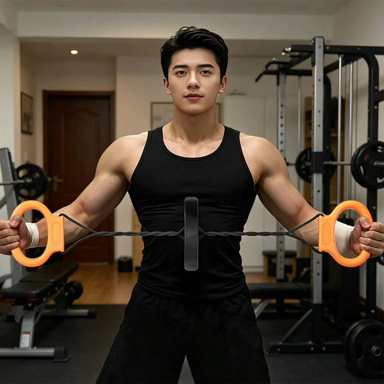 Chest Trainer Flywheel Rotation With Anti-Slip Handle Arm Muscle Training Exerciser For Home Office Dormitory Travel Men And
