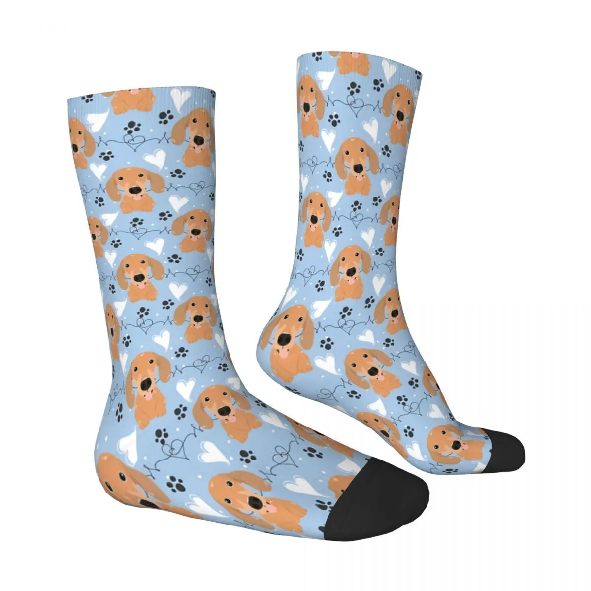 LOVE Baby Blue Dachshund Sausage Dog Socks Male Mens Women Winter Stockings Printed