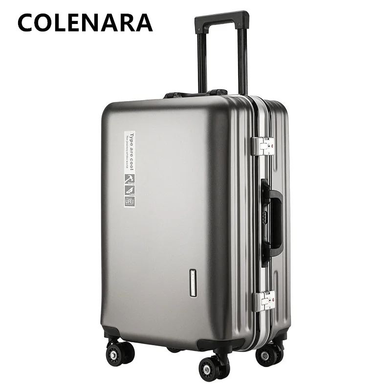 COLENARA Strong and Durable Suitcase Aluminum Frame Boarding Case 20 Inch Trolley Case 22