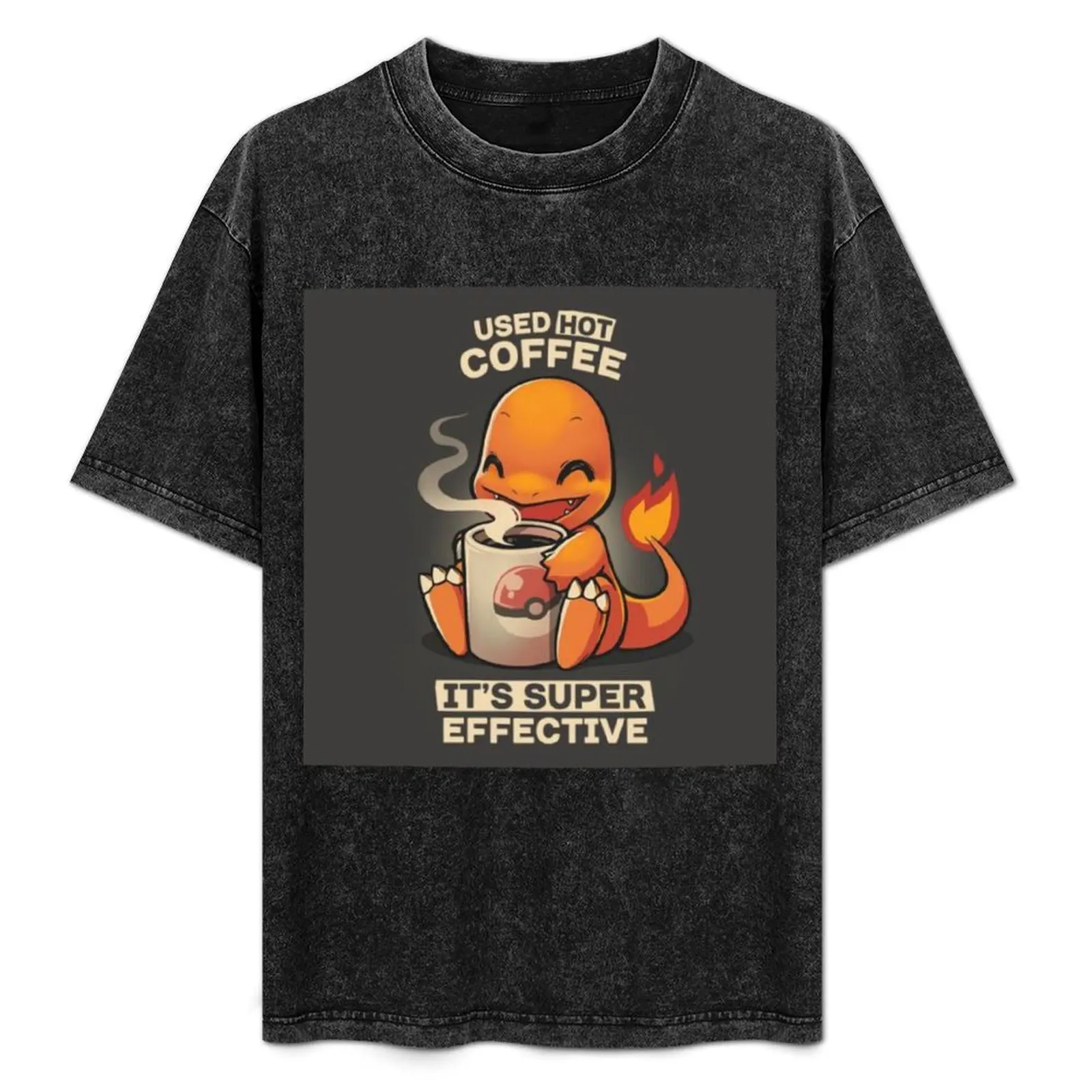 Used Hot Coffee It's Super Effective T-Shirt blue archive summer top custom t shirt graphic t shirts workout shirts for men