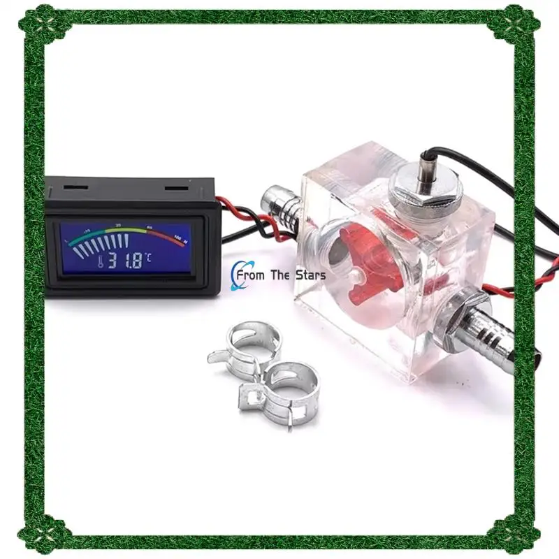 3 Way Flow Meter Universal LED Thermometer Forwater Cooling Liquid Cooler System Computer Radiator Computer Radiator Red