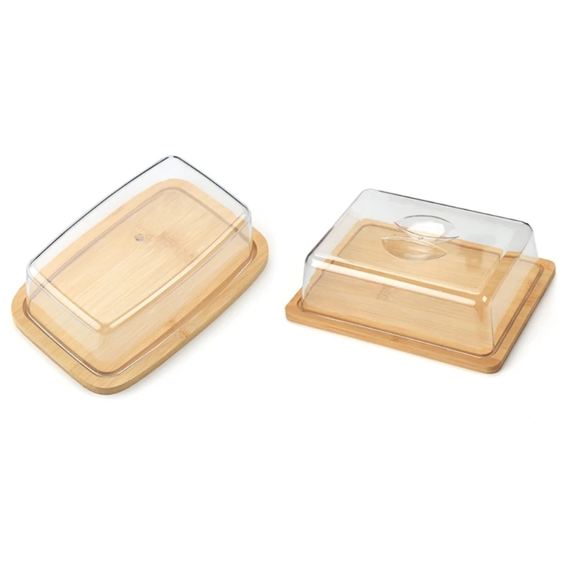 Convenient Butter Dish Butter Storage Tray with Lid Butter Container Bamboo Dish for Storing and Servings Butters Drop Shipping