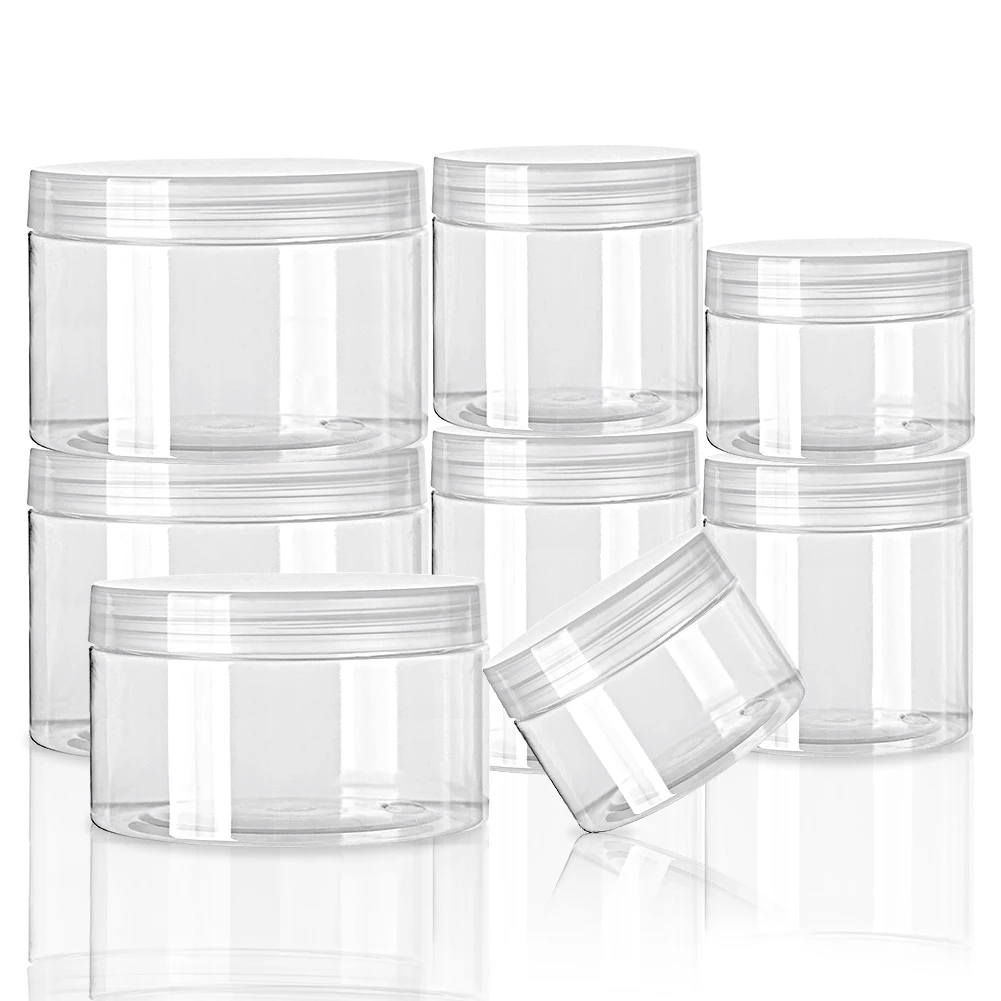 12 peças de potes de armazenamento vazios de 30-150ml com tampa transparente para cosméticos, potes de maquiagem de plástico com tampa de rosca, recipiente recarregável para bálsamo, frasco de viagem