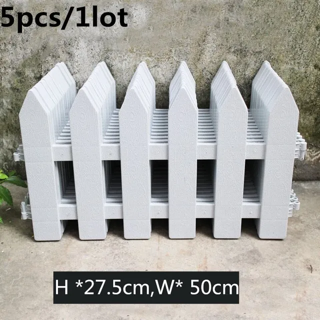 5pcs/lot Plastic Garden Fence Easy Assemble White European Style Ground Type Plastic Fences for Countryyard Decor Bonsai Ornamen