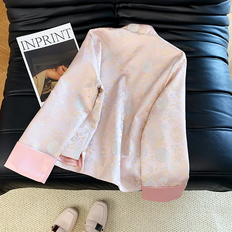 New Chinese Style Heavy Embroidery Satin Long Sleeve Stand Collar Lady's Hanfu Top Coat Autumn Season Fashionable Women's Clo...