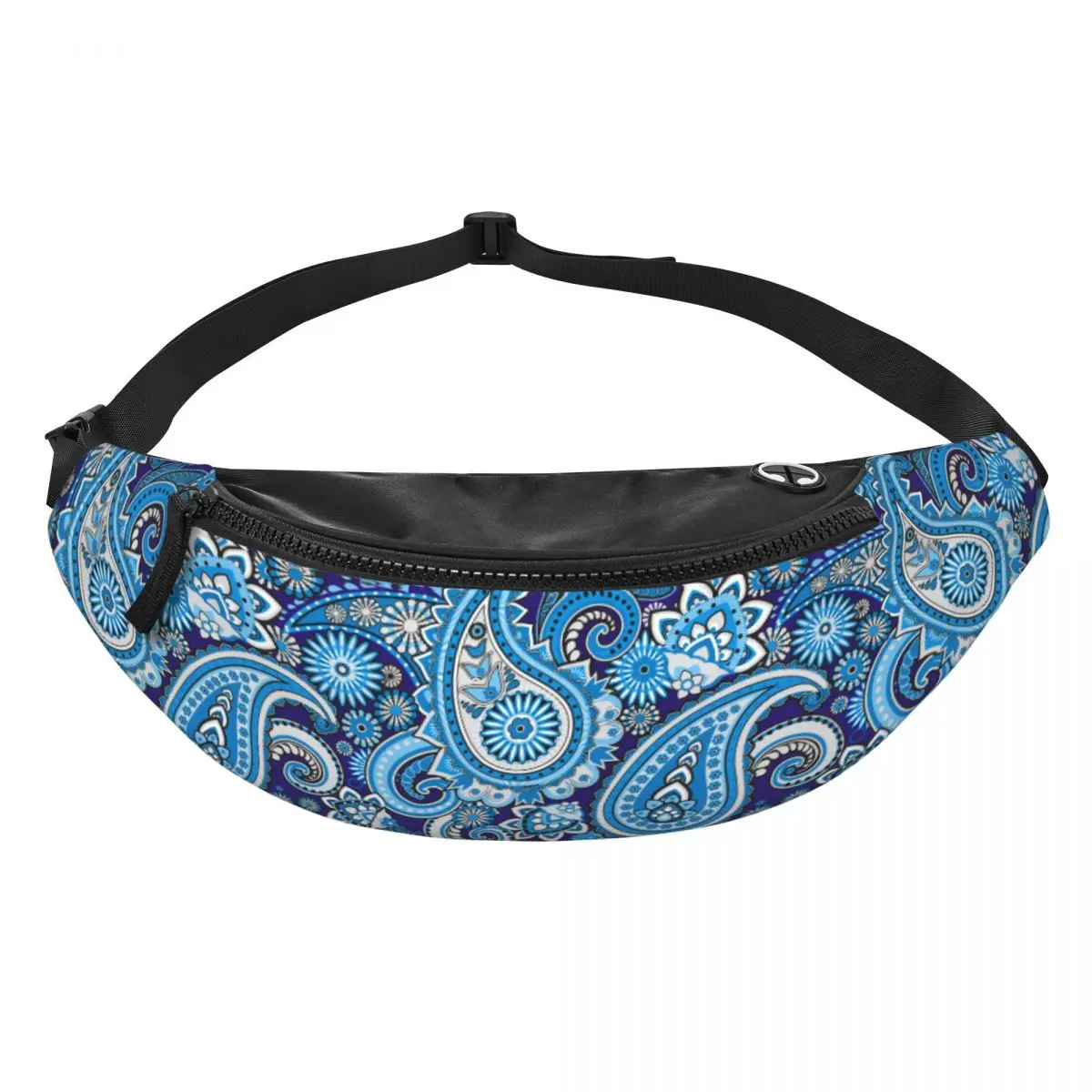 Custom Casual Ethnic Bohemia Style Paisley Bandana Fanny Pack for Travel Hiking Women Men Crossbody Waist Bag Phone Money Pouch