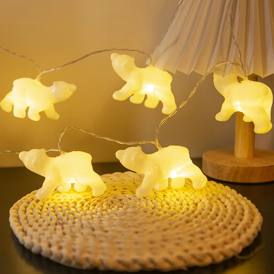 LED small light string, children's room atmosphere light, animal polar bear, bear colored light, birthday decoration light