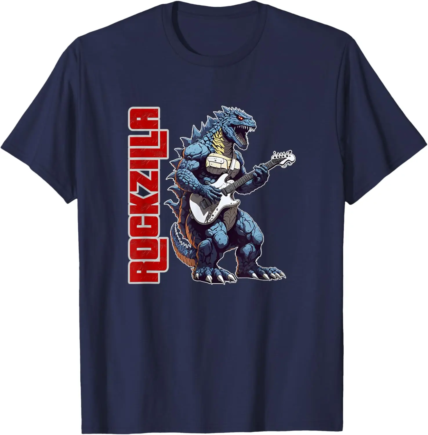 Rockzilla - Fierce Kaiju Monster From Japan Playing Guitar T-Shirt S-6XL