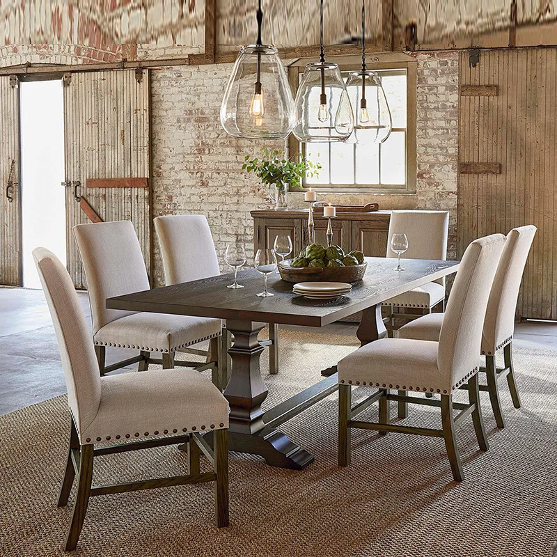 American all-solid wood dining table, European retro coffee table, rural pastoral style