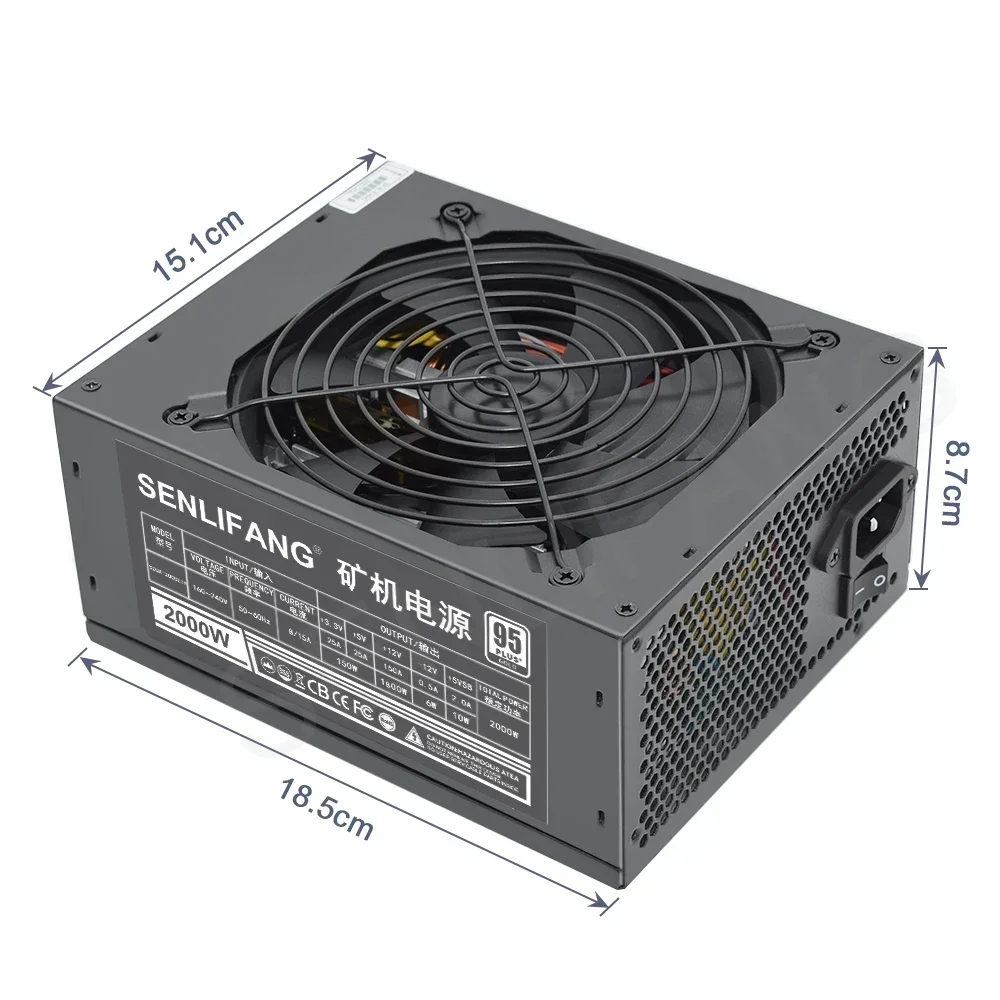 SENLIFANG Full Module 1800W 2000W Mining Power Supply For BTC Miner Machine Support 8 GPU 160V-240V Ethereum ETC RVN ATX PC PSU