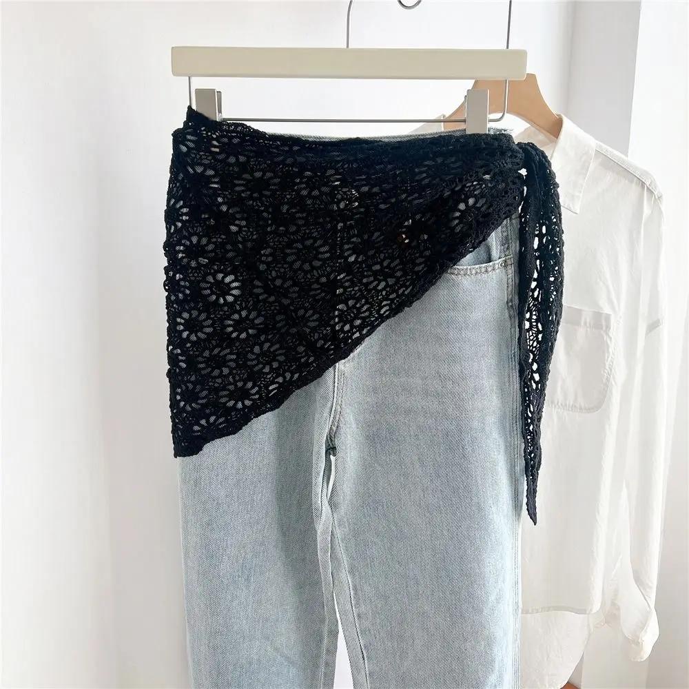 

Простой вязаный треугольный шарф-воротник, белая кружевная накидка с вырезами, в корейском и этническом стиле, летний.