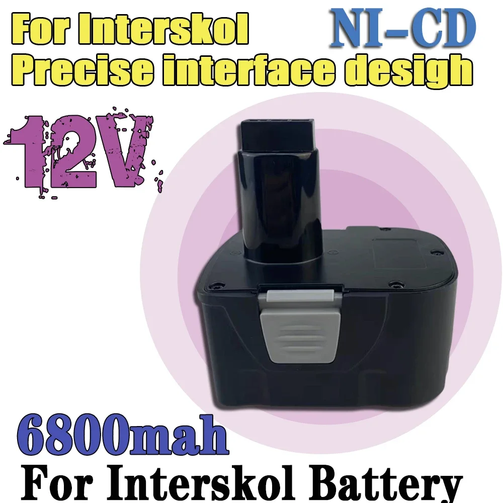 For Interskol 12V 6800mAh Ni-CD Power Tool Battery Replacement Cordless Drill Battery