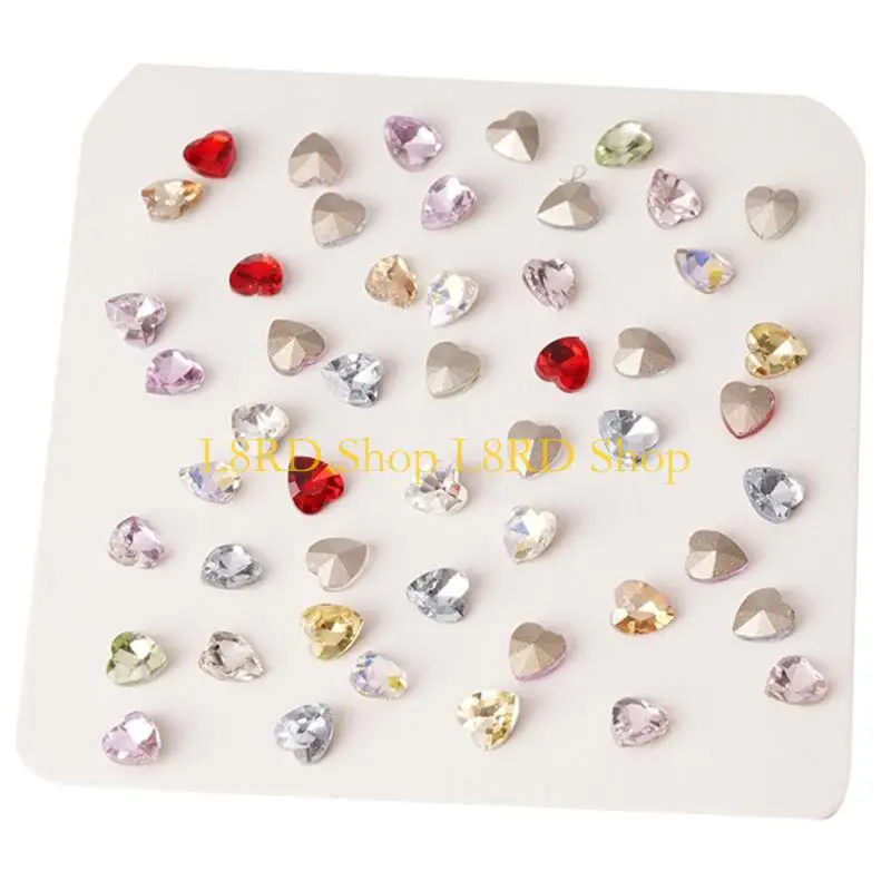 L8RD 100PCS Kolorowe szklane dysze dla kobiet płaskie paznokcie sztuka odzież DIY DIY dla projektów rzemiosła na paznokcie Łatwo