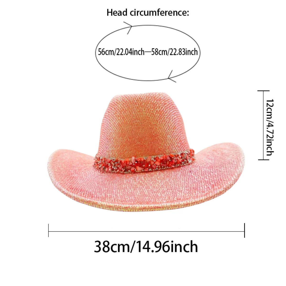 قبعة رعاة البقر من HongLuan Western Bride باللون الأبيض من حجر الراين للنساء - إكسسوارات رعاة البقر وقبعات راعية البقر الريفية للسيدات البالغات #6