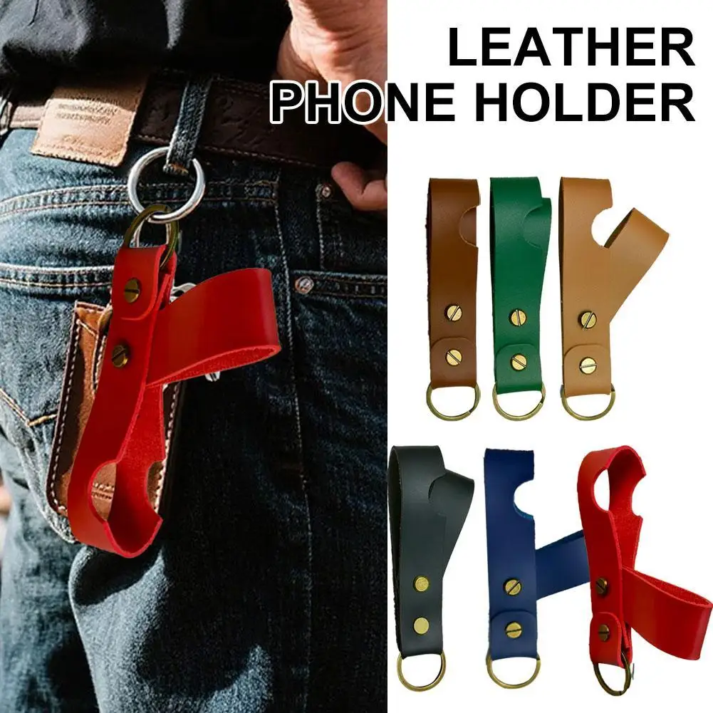 

Leather Phone Stand & Lanyard Phone Holder Keychain Portable Cell Phone Accessories Available in Multiple Colors