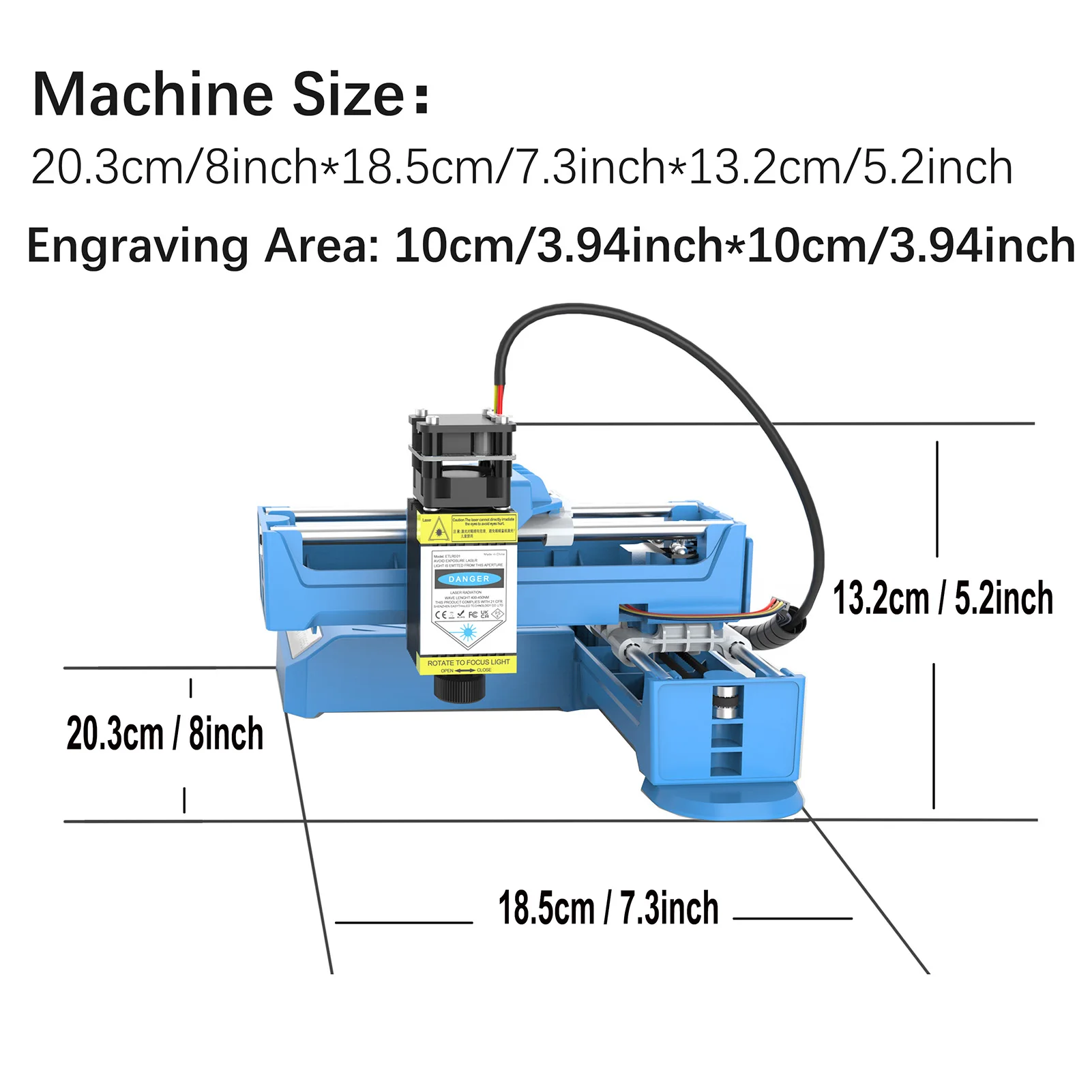 Easythreed ETLR001 Mini Laser Engraver 0.5W Blue Laser Power APP Wireless Control BT & USB Connection Easy to Install 300mm/min