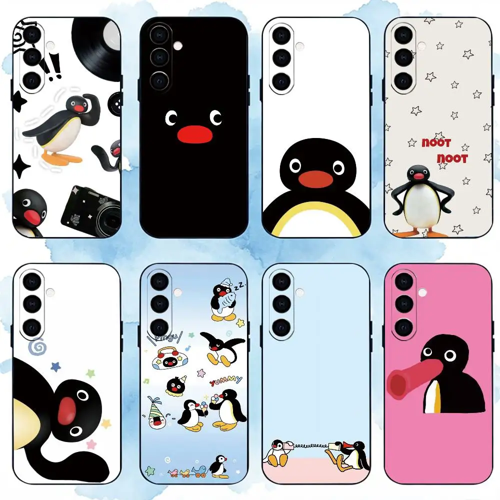 Cartoon Pingu Penguin Phone Case For Samsung Galaxy A73,A72,A71,A70,A53,A52,A51,Soft Silicone Black Cover