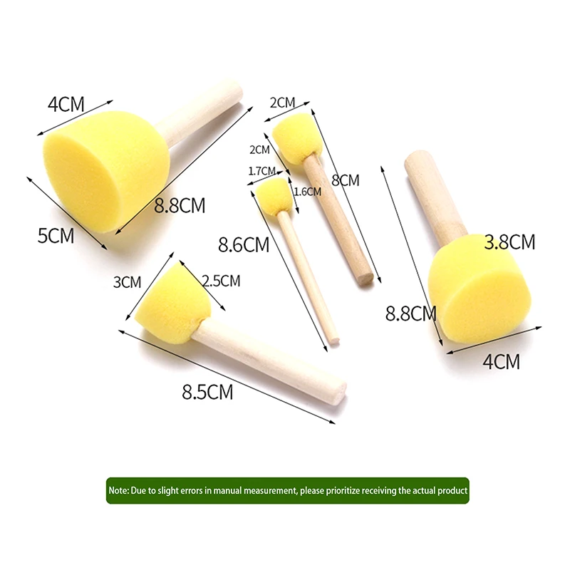فرشاة طلاء إسفنجية للأطفال بمقبض خشبي ، رسم مبكر ، لعبة تعليمية ، تصنعها بنفسك ، فن الكتابة على الجدران ، لوازم الرسم ، الهدايا ، 5 * *