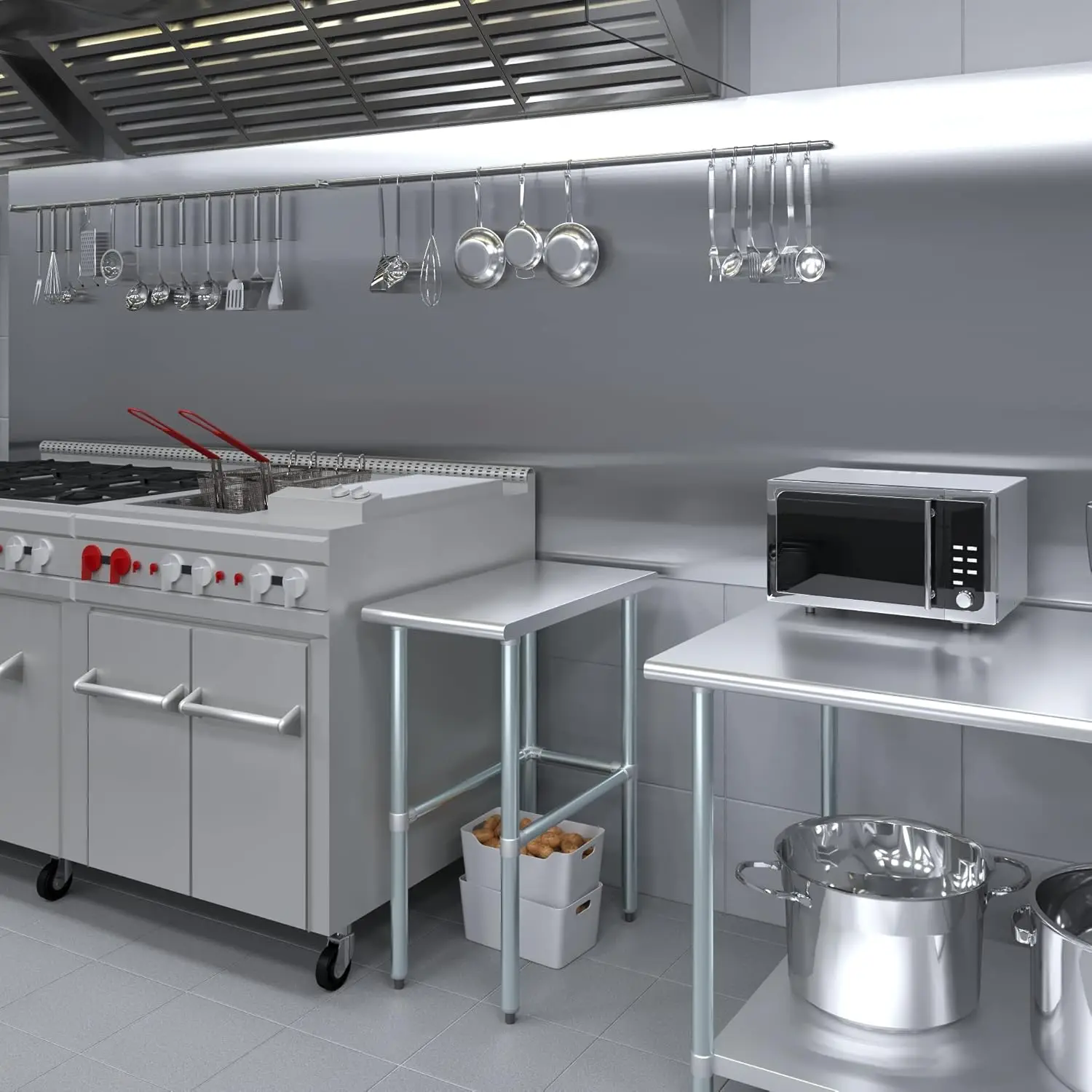 AmGood Stainless Steel Work Table Open Base | Metal Work Bench (Stainless Steel Table Open Base, 15" Long x 30" Deep)