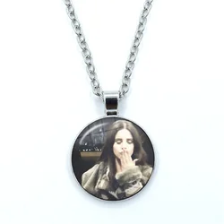 I Love Luna Retro Photo Singer Lana Del Rey Pink Leather Glass Dome Cabochon Pendant Fashion Crystal Jewelry