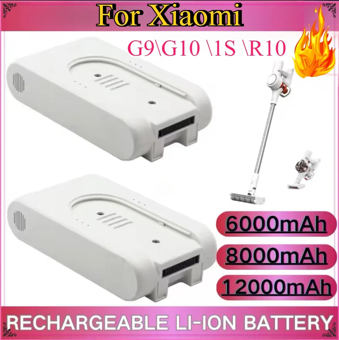 

For xiaomi Mijia Dreame G10 G9 1S R10 Wireless Vacuum Cleaner Original 25.2V 6.0Ah/9.0Ah/12.0Ah/Rechargeable Lithium Ion battrey