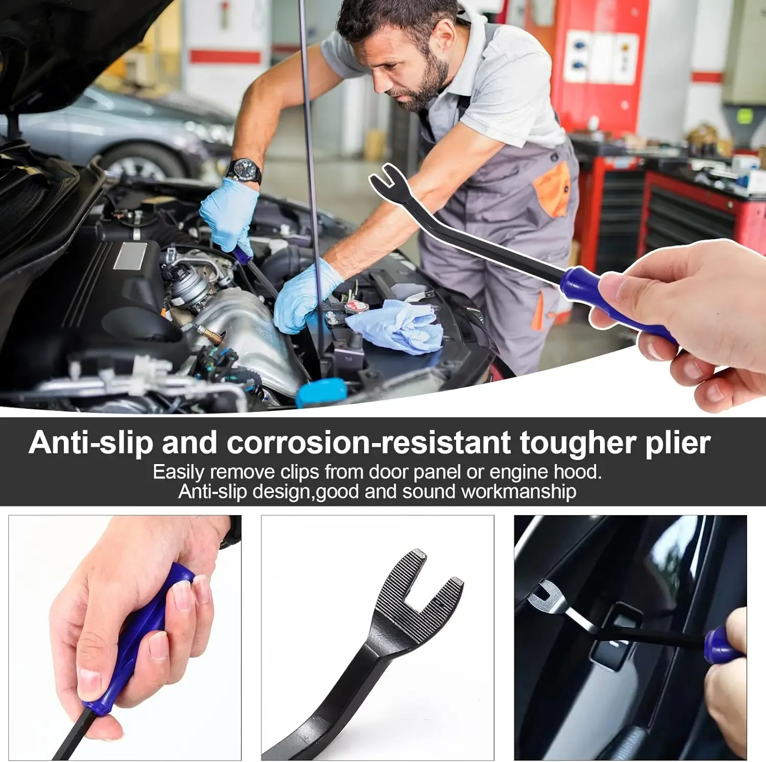 5 pcs Auto Trim Removal Tool Kit, Auto Body Pry Set, Non Scratch Dash Trim Automotive Molding Removal,Handy Remover and Fastener