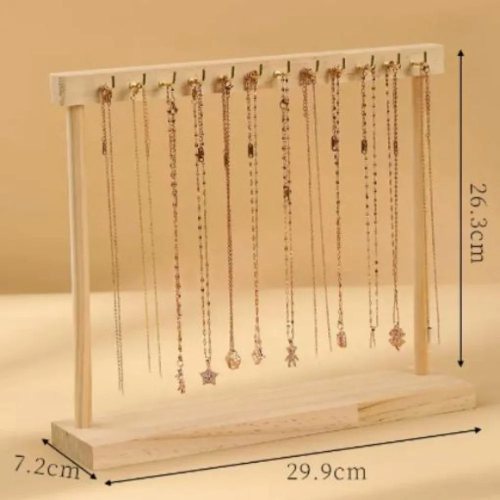 New Large Necklaces Easel 12/18 Hooks Removable Jewelry Collection Rack Solid Wood Display Stand Set Up Stalls