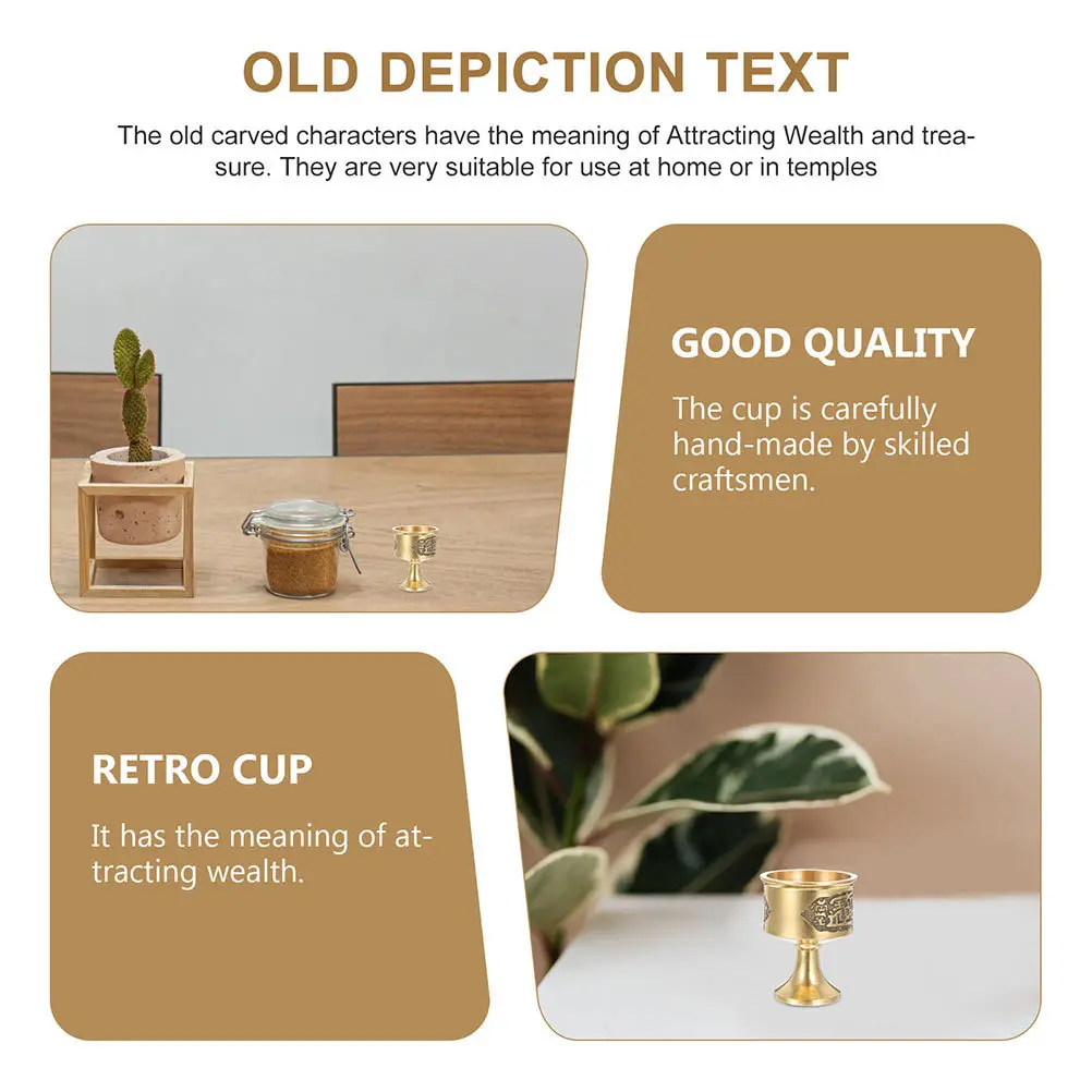 

2pcs Copper Cup Temple Water Container Decor Temple Supply Holy Water Container Reusable Gift For Home