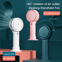 Mini Portable Fan Handheld Desktop 1200mAh Chargeable Ventilator 3-gear Wind Adjustable 180° Rotation Silent for Outdoors Home