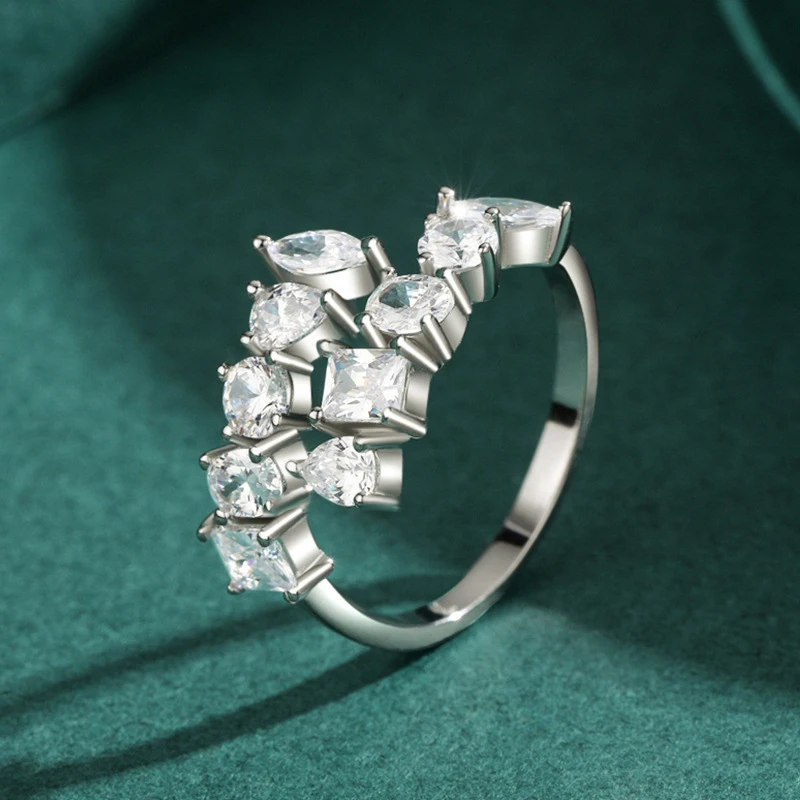 

Exquisite Moissanite S925 Silver Ring, New Style, Ladies, Fashion, Trend, Personalized Ring, Memorial, Birthday Gift