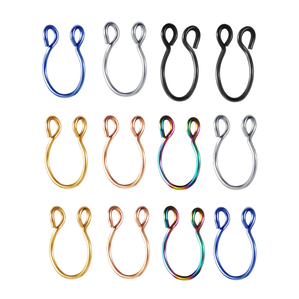 

12Pcs Stainless Steel Nose Rings Simple Nostril Lip Jewelry Charming Accessory for Special Occasions Nose Ring