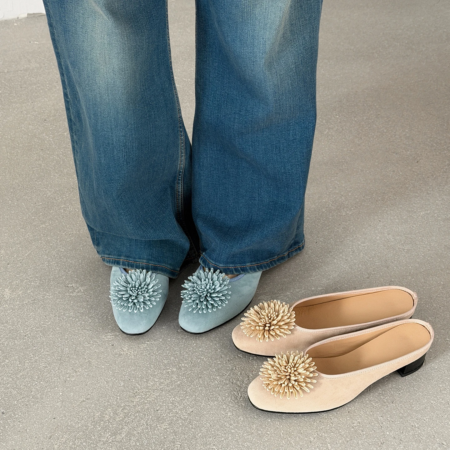 2026 new summer women sandals natural leather 22-24.5cm kid suede+sheepskin flower mules platform women slippers fashion