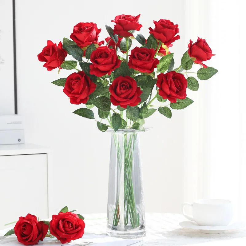 5 Stücke Rose Künstliche Blumen Bouquet Seide Gefälschte Blume für Wohnkultur Garten Hochzeit Dekoration Outdoor Valentinstag Ornament – Detail 7