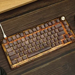 Walnut Wood Series Keycap Custom Cherry Profile Side-Printed PBT Key caps Personality Transparent Thermal Sublimation Keycap Kit