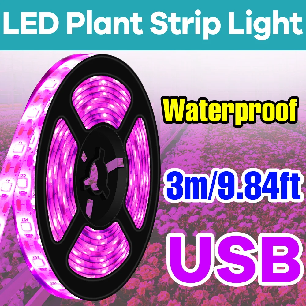 

Светодиодная фитолампа полного спектра для роста растений 1М/2М/3М/5М/10М, 60 светодиодов/м, для теплиц и проращивания семян