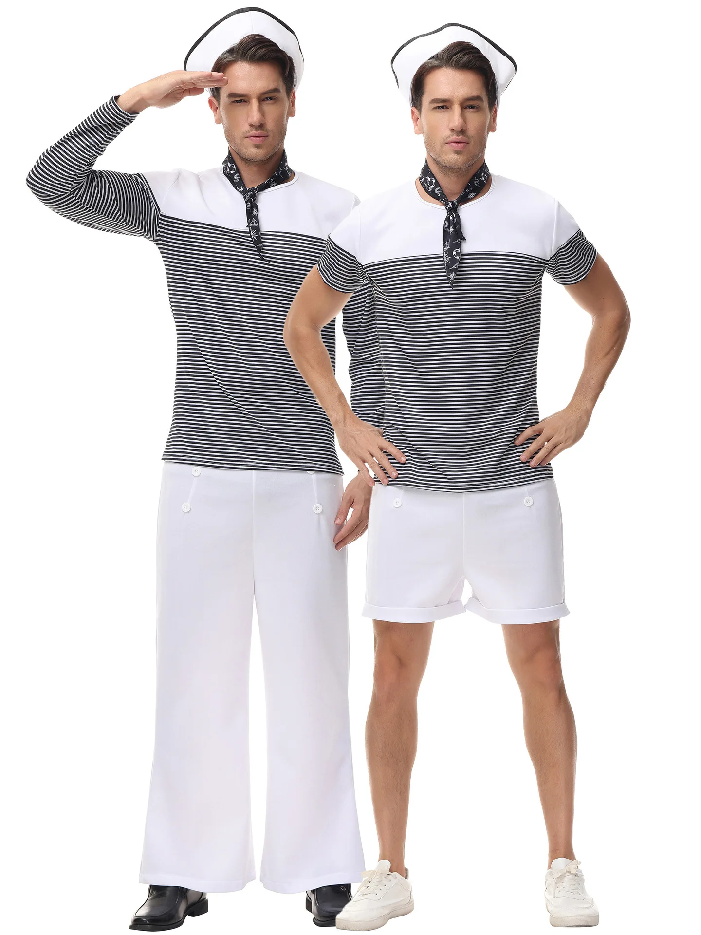 

MXL Men's Sailor Suit British Style Striped Naval Performance Costume Party Role-playing Outfit Traditional Ethnic Stage Clot...